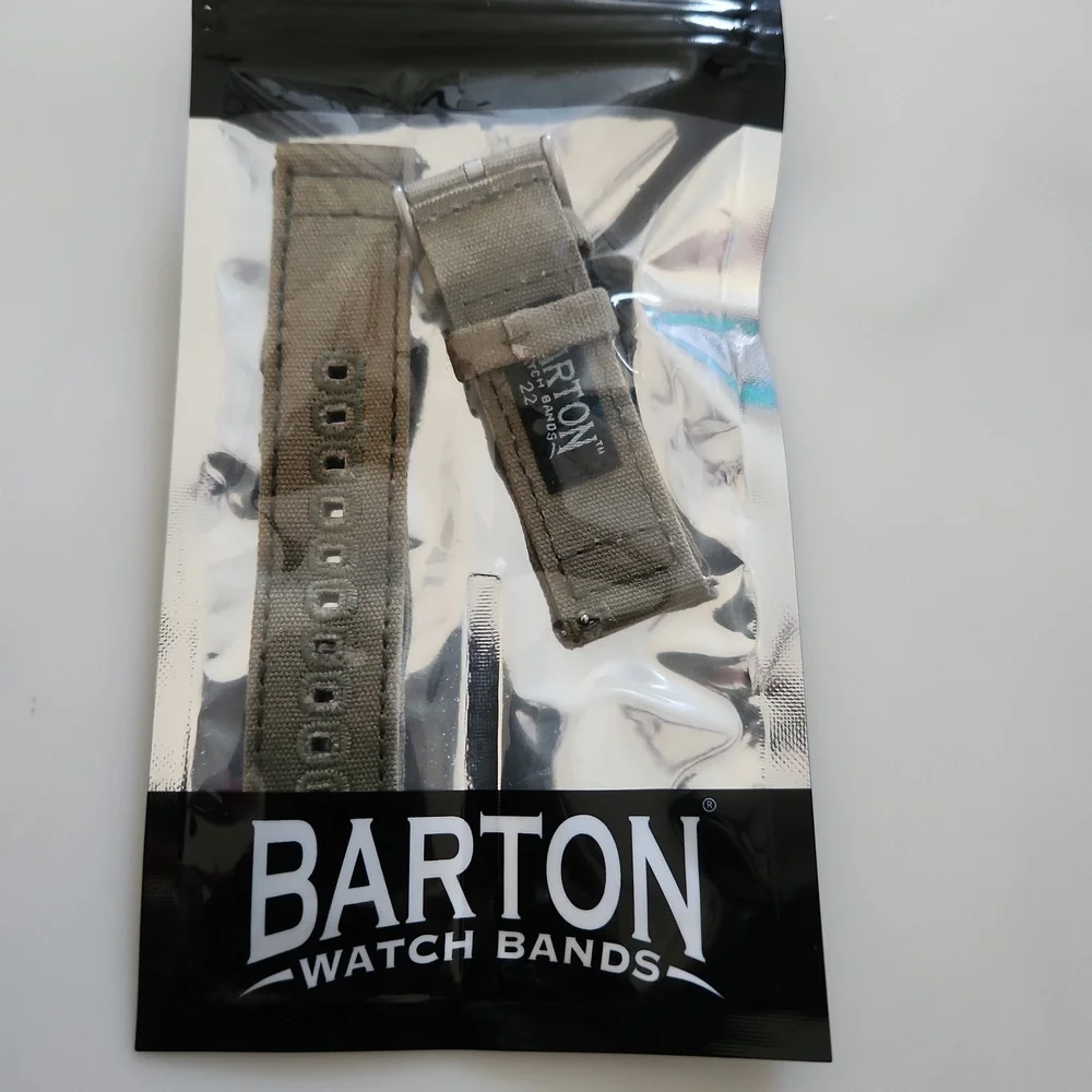 Barton PREMIUM NYLON WEAVE SAILCLOTH Quick Release Watch Straps 20mm Green